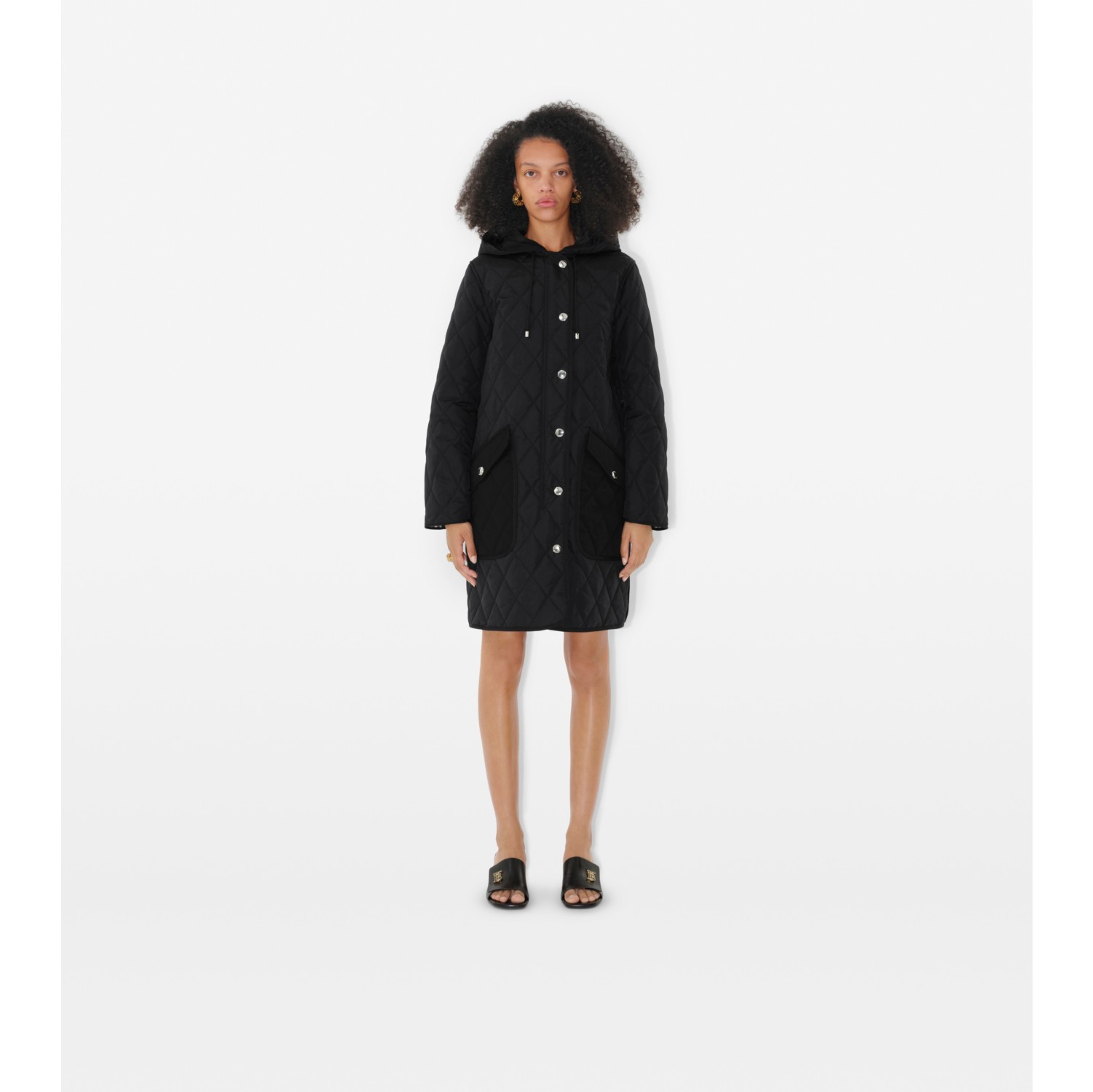 Manteau en nylon matelass Noir Femme Site officiel Burberry