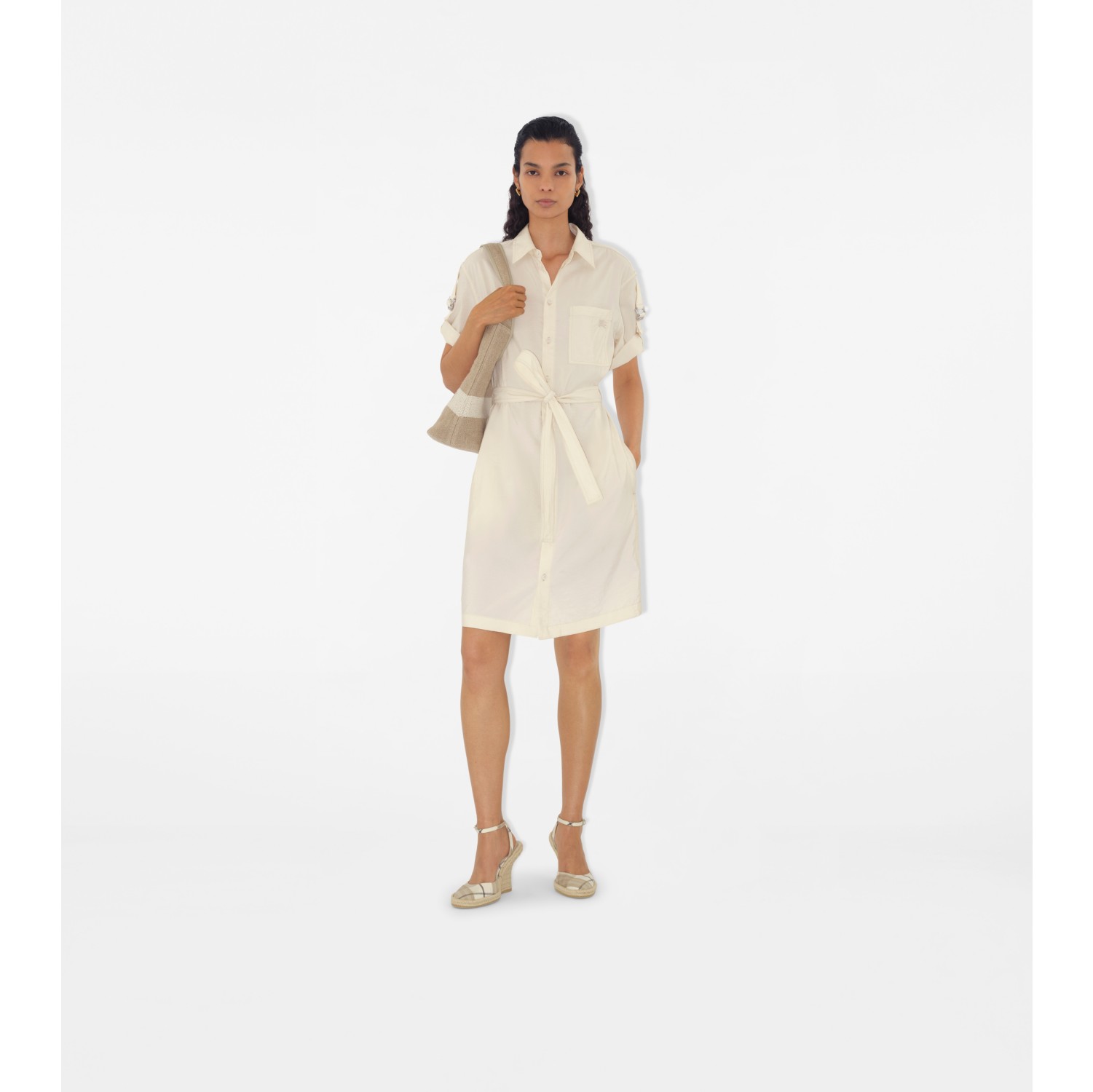 Robe chemise en mélange de soie