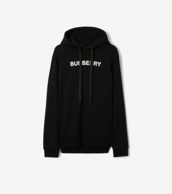 Logo Cotton Hoodie in Black - Men