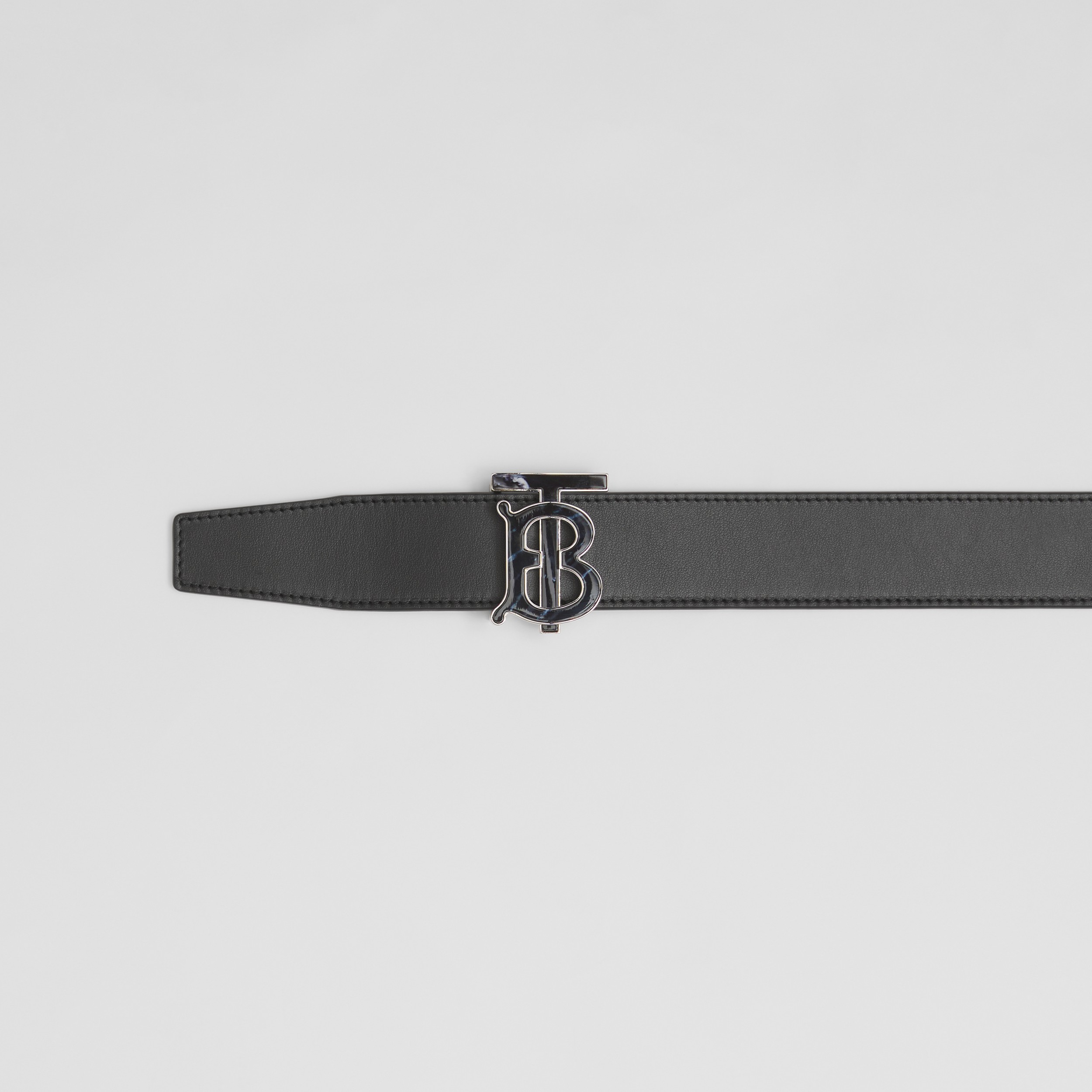 Reversible Monogram Motif Leather Belt in Black/grey - Men | Burberry® Official - 2