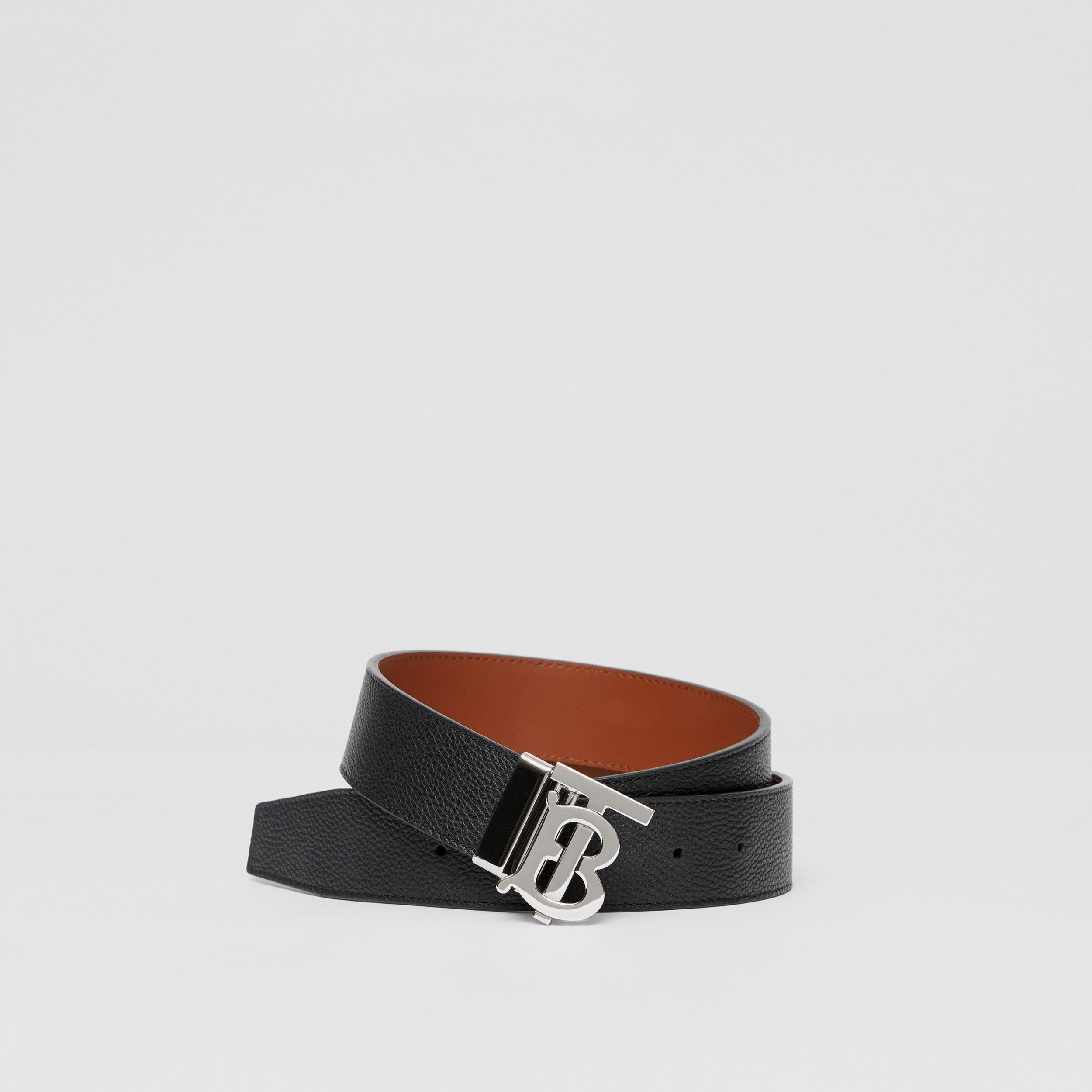Reversible Monogram Motif Leather Belt in Black/tan - Men | Burberry® Official - 1
