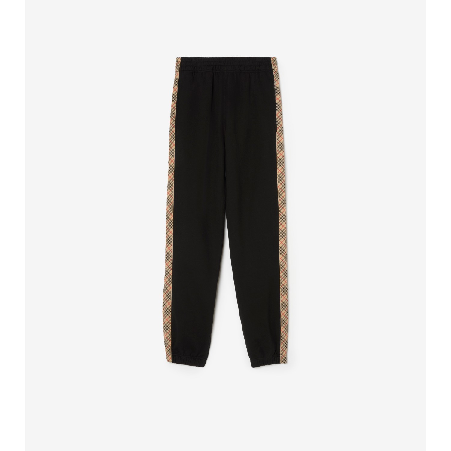 Check Trim Cotton Jogging Pants