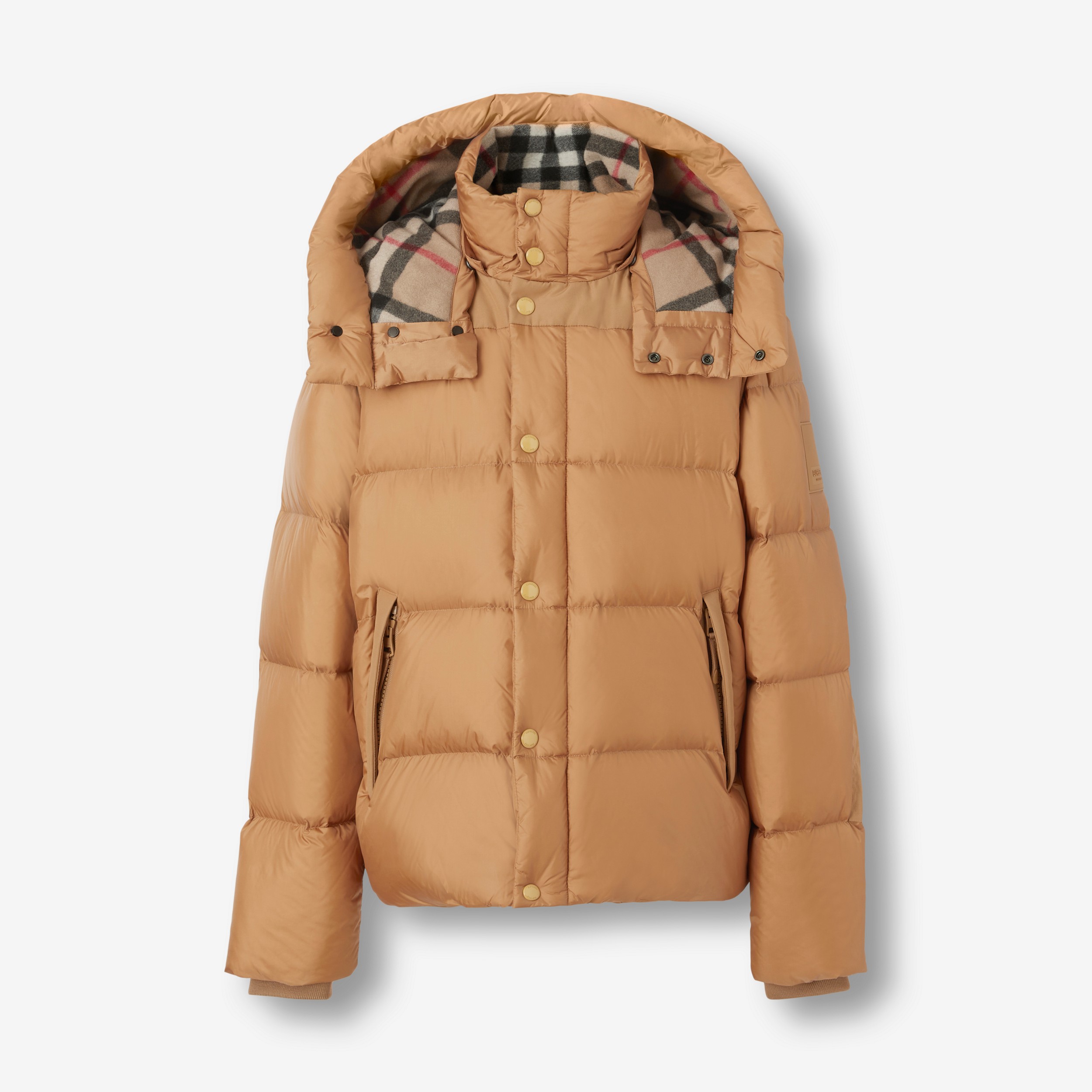 Detachable Sleeve Hooded Puffer Jacket in Warm Honey - Men | Burberry® Official - 1