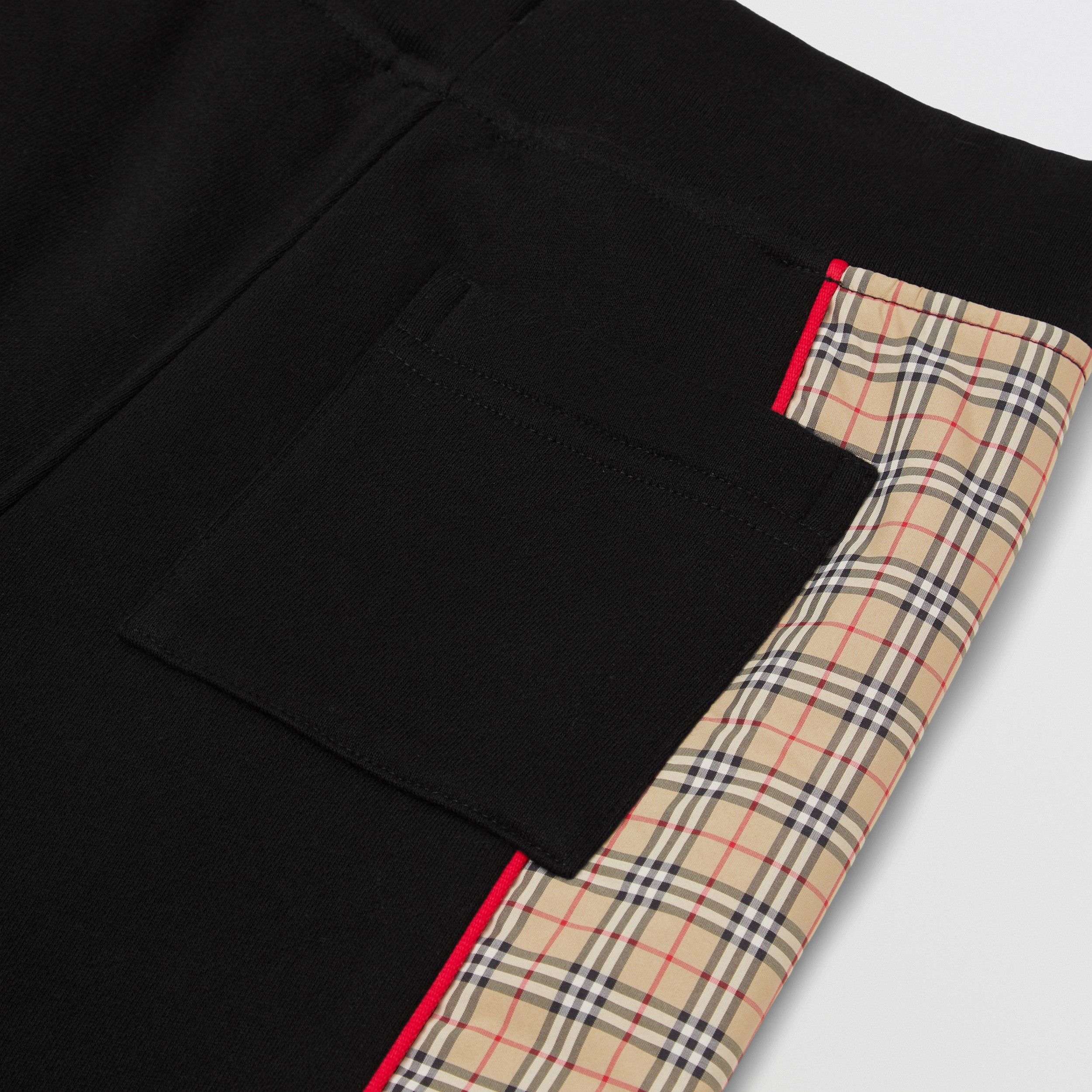 Check Panel Cotton Shorts in Black | Burberry® Official - 2