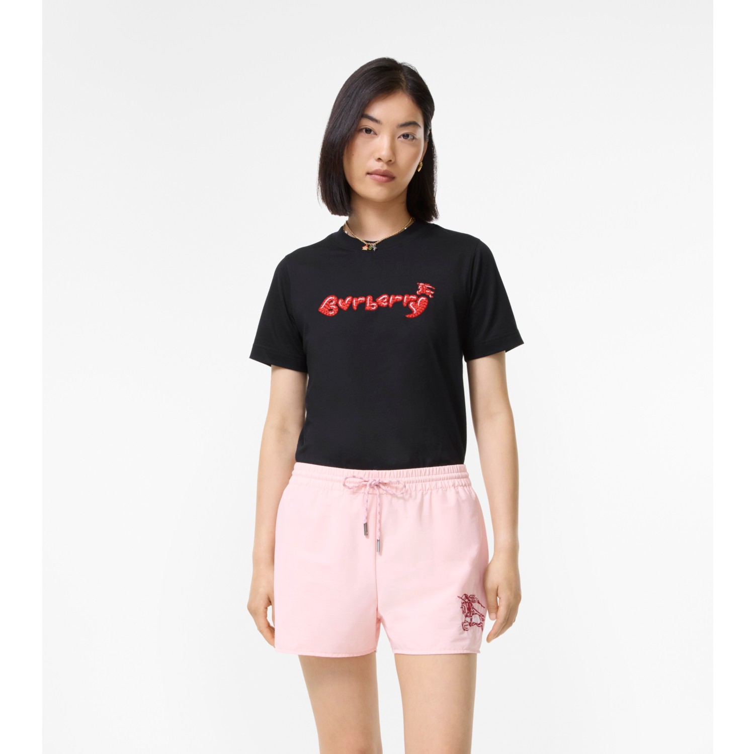 T-shirt in cotone con logo a cuori