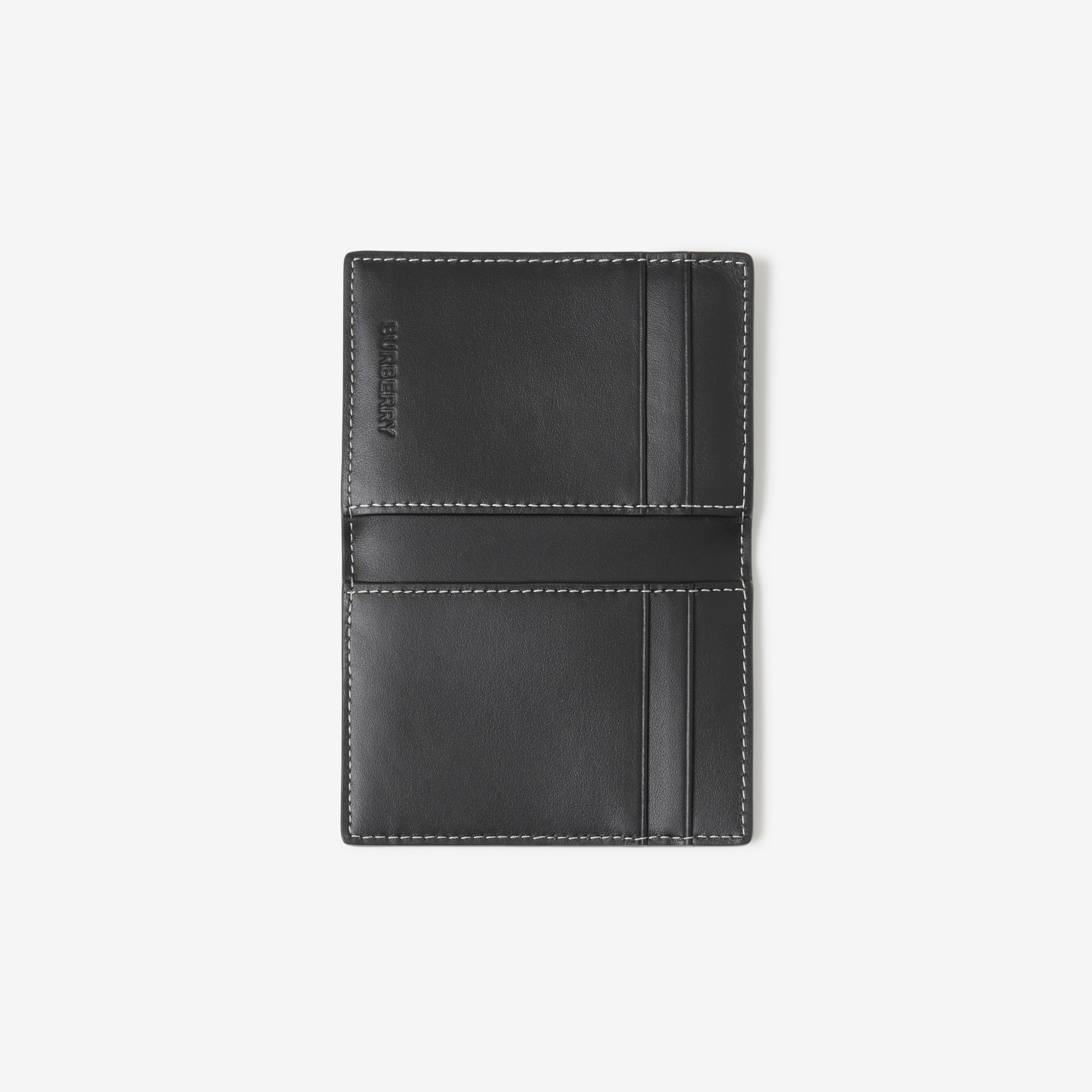 チェック＆レザー フォールディング カードケース (ダークバーチ