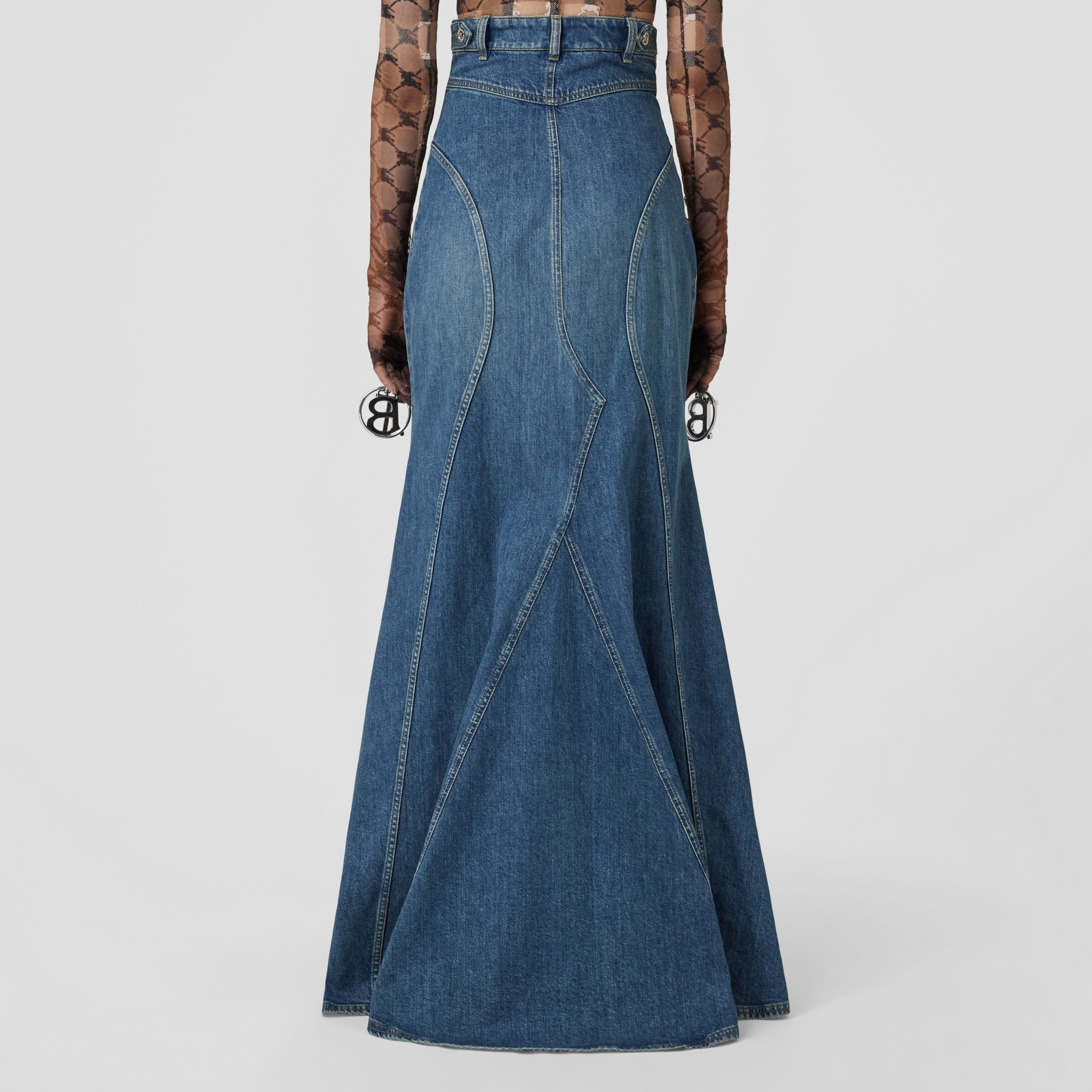 Saia jeans longa (Azul Ardósia Intenso) - Mulheres | Burberry® oficial - 3