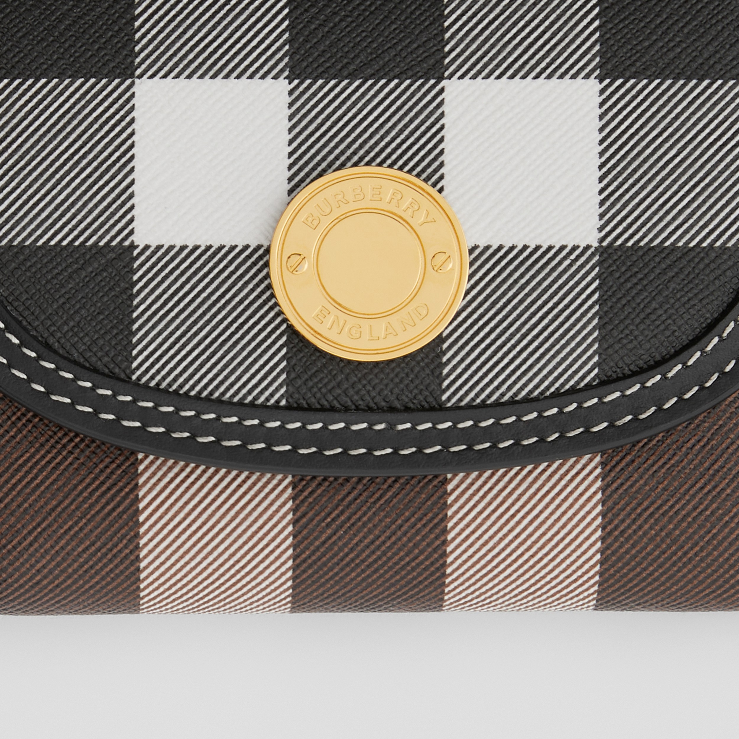 Check and Leather Small Folding Wallet in Dark Birch Brown - Women | Burberry® Official - 2