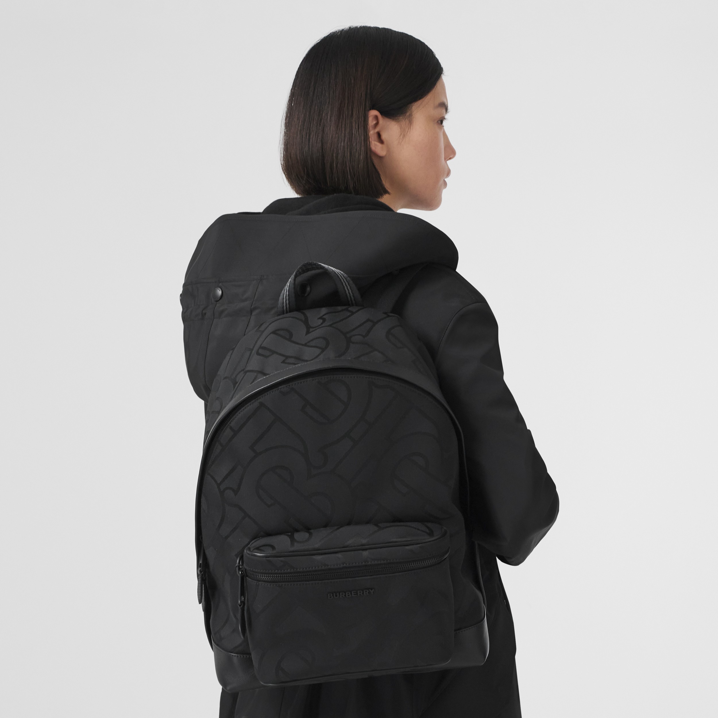 Monogram Jacquard Backpack in Black - Men | Burberry® Official - 3