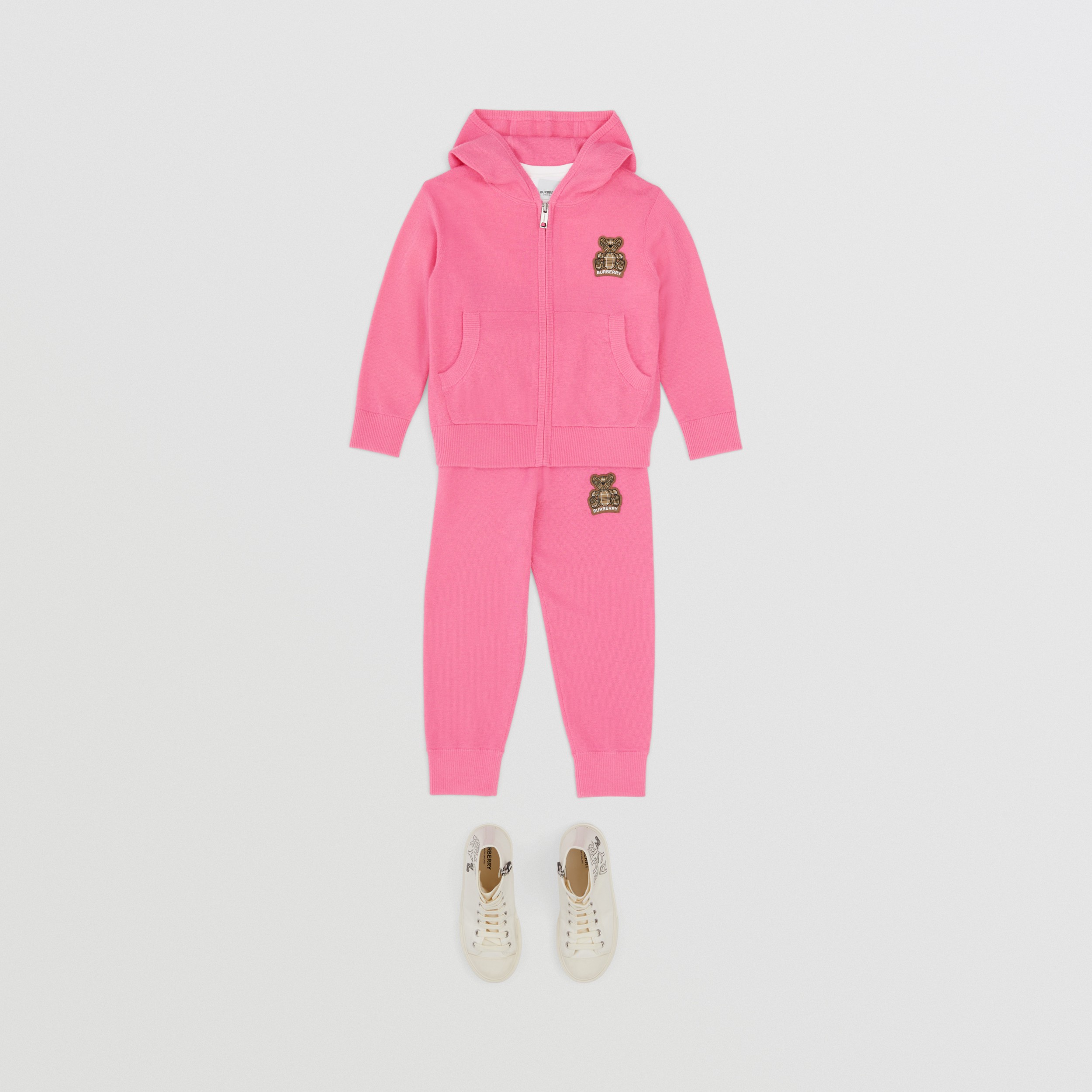 Thomas Bear Appliqué Cashmere Jogging Pants in Bubblegum Pink | Burberry® Official - 3
