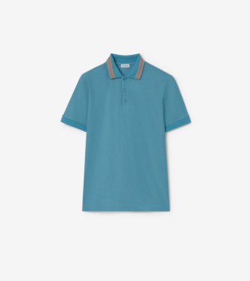 コットン ポロシャツ (ピーコックターコイズ) - メンズ | Burberry