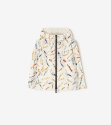 Feather-print Nylon Hooded Jacket in Ink blue | Burberry® Official