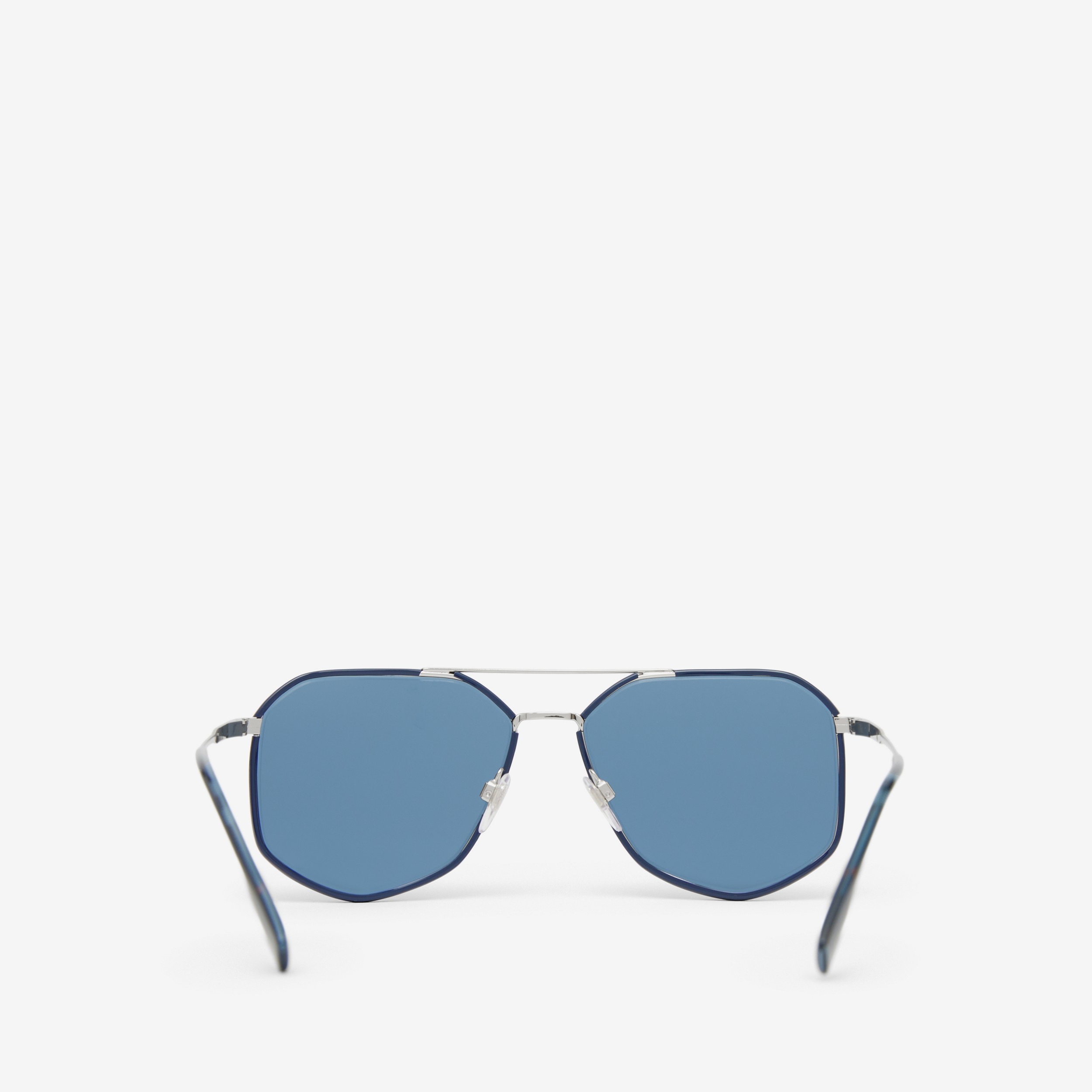 Geometric Frame Sunglasses in Silver Blue - Men | Burberry® Official - 3
