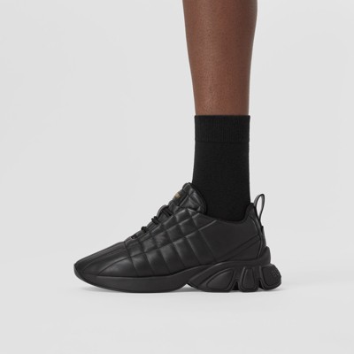 black leather quilted sneakers