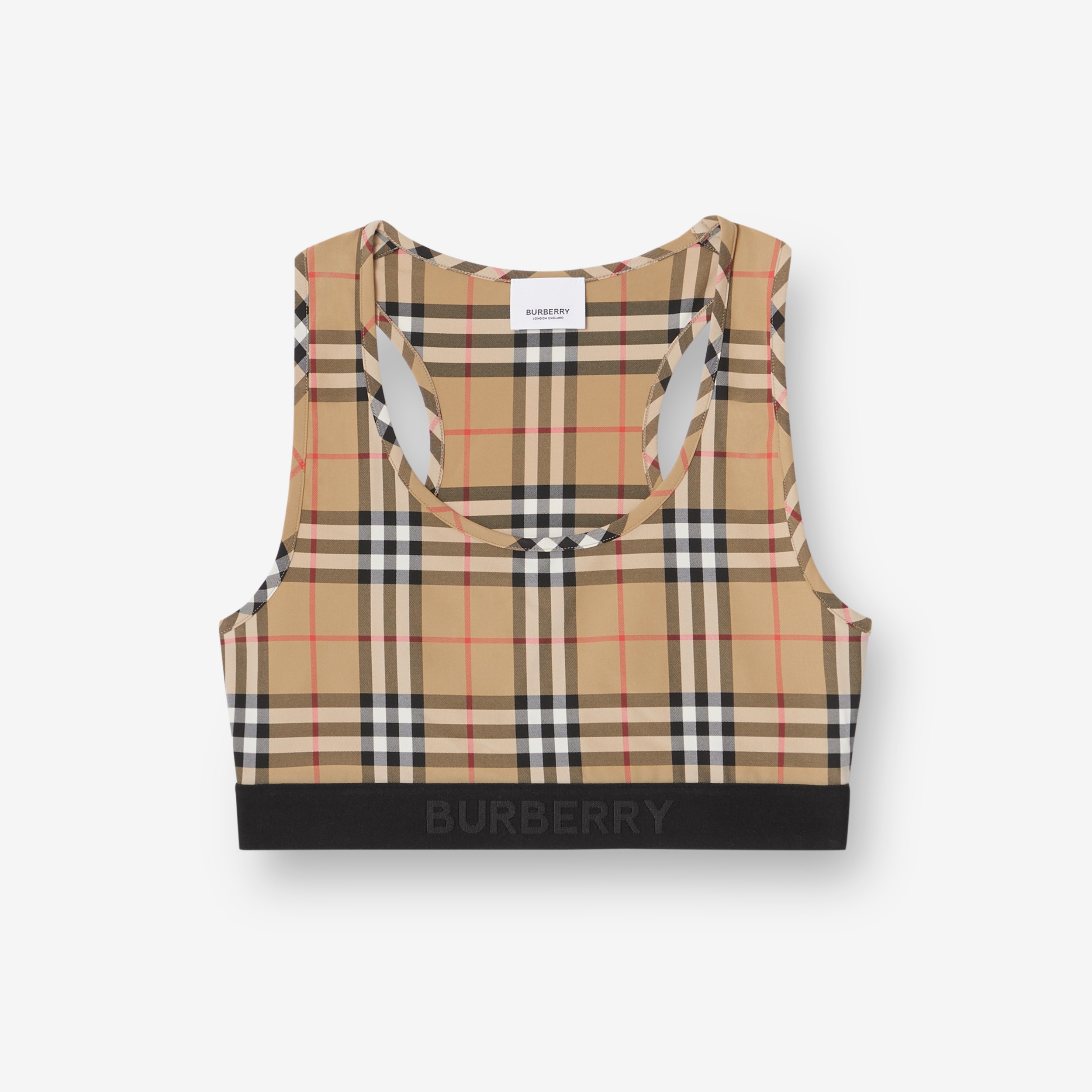 Logo Detail Vintage Check Bra Top in Archive Beige - Women | Burberry®  Official