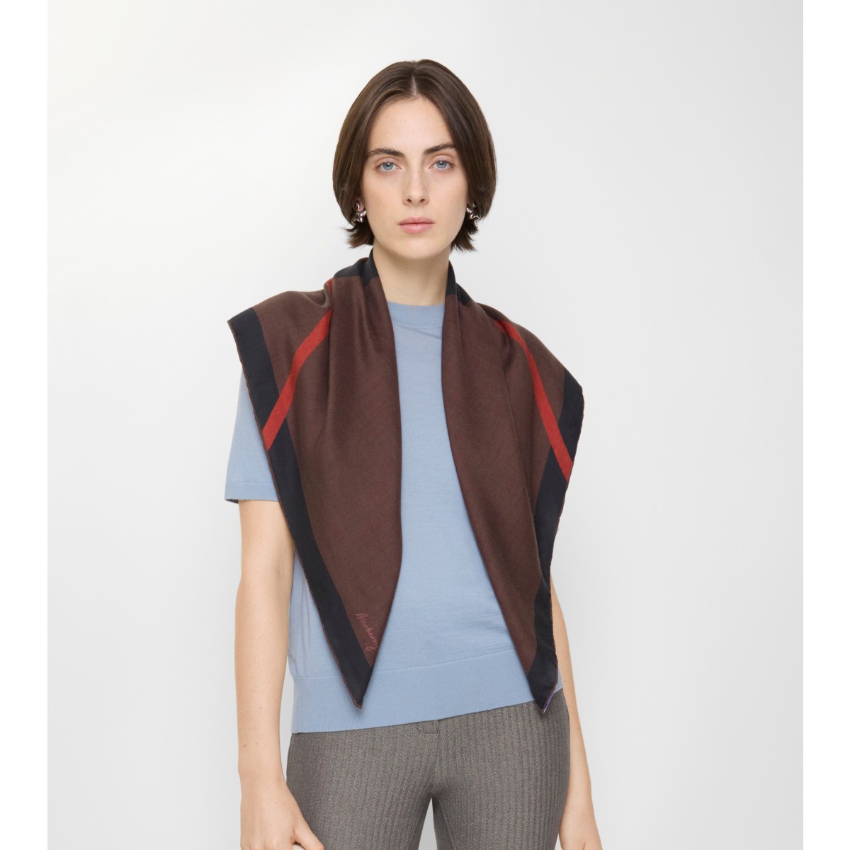  Check Cashmere Silk Scarf