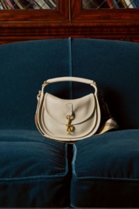 Small B Clip Messenger Bag in colour Mushroom beige
