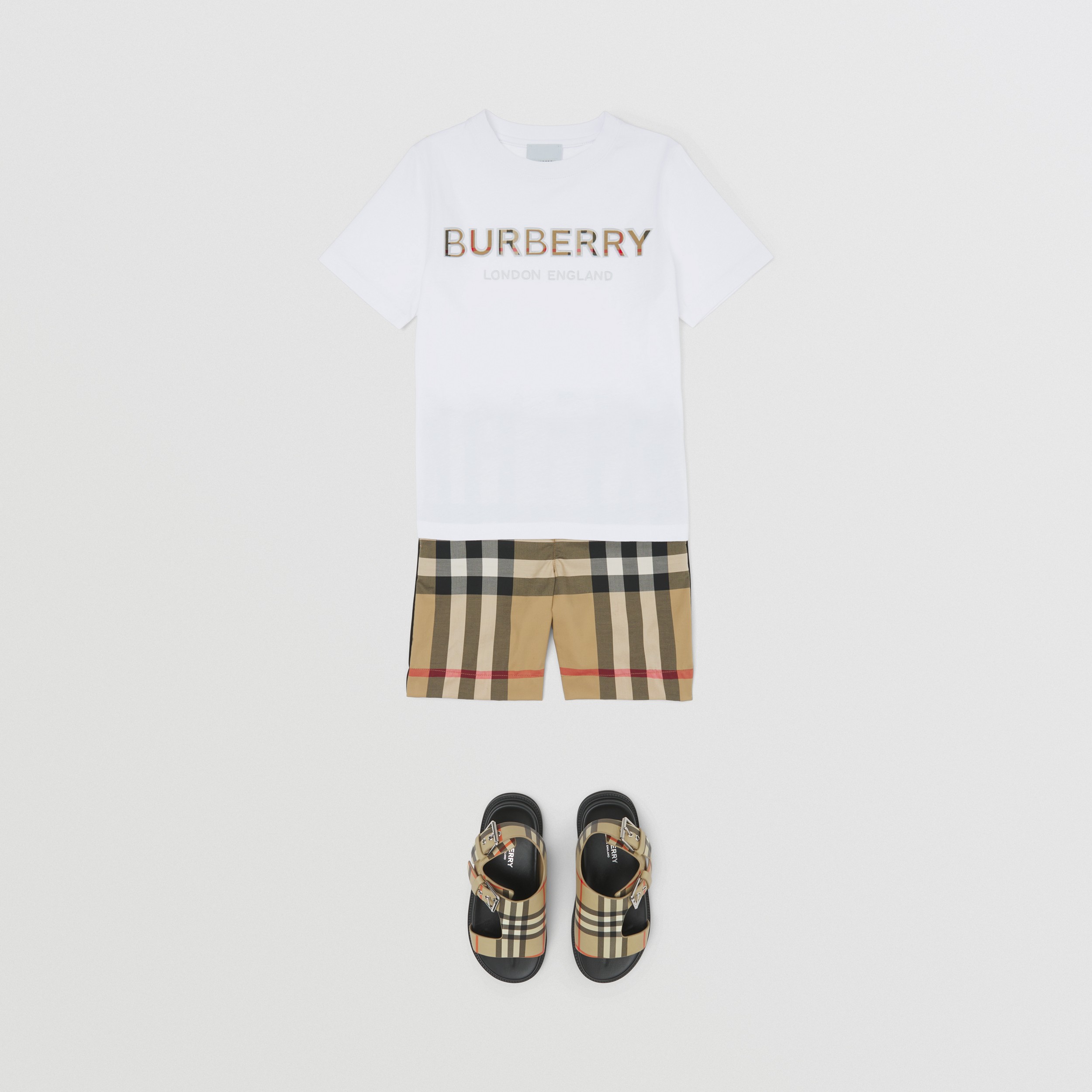Embroidered Logo Cotton T-shirt in White | Burberry® Official - 4