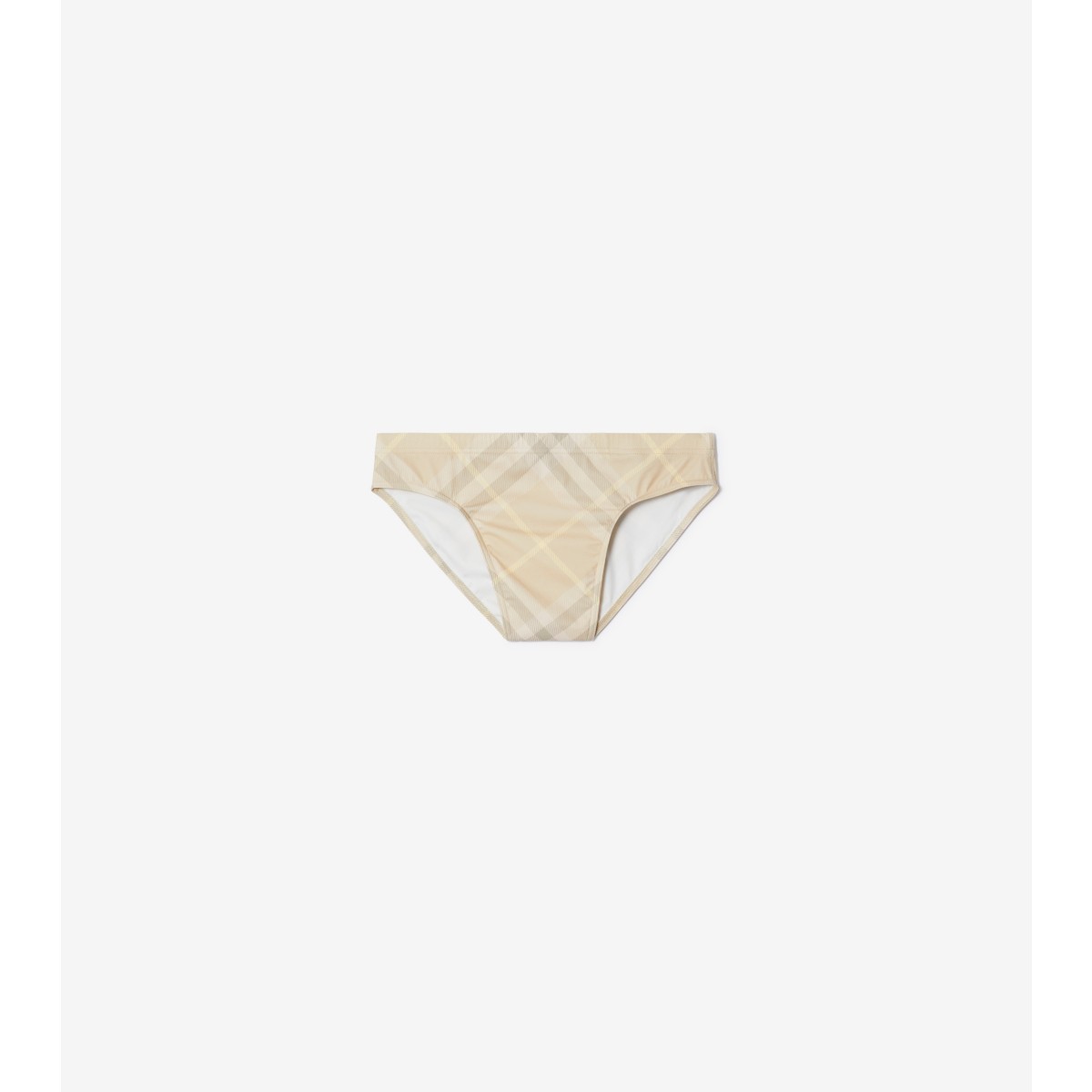 Shop Burberry Check Swim Briefs In Flax