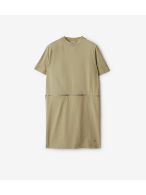 Shop Burberry Cotton Dress In Hunter