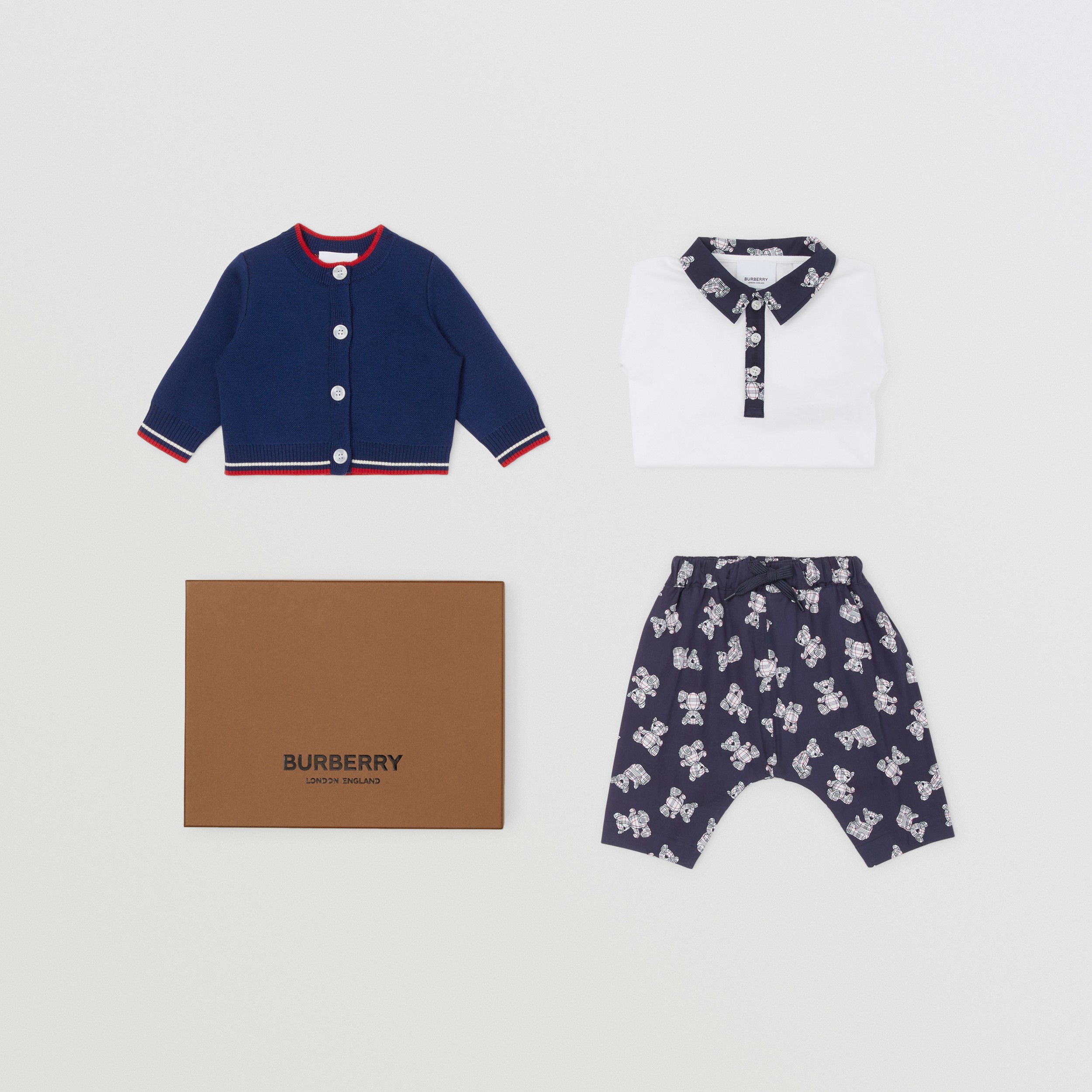 Thomas Bear Cotton Three-piece Baby Gift Set in Midnight - Children | Burberry® Official - 1