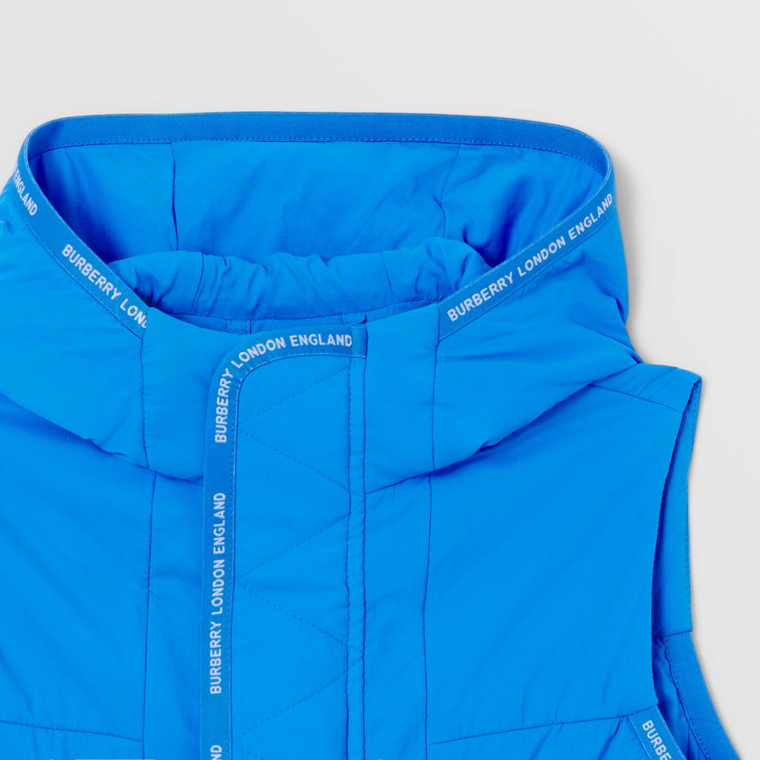 Logo Tape Nylon Hooded Gilet in Canvas Blue | Burberry® Official - 4