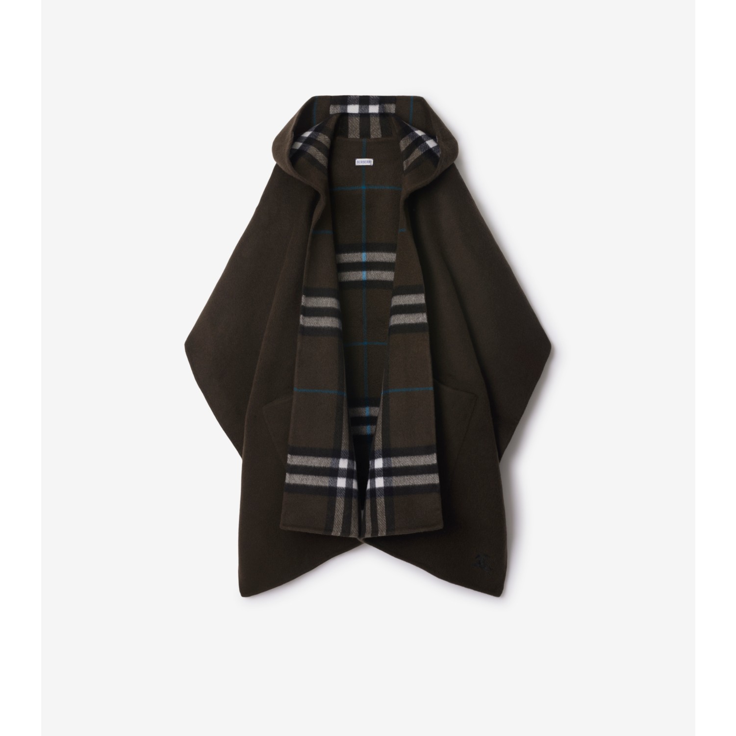 Reversible Check Cashmere Cape in Snug Burberry Official