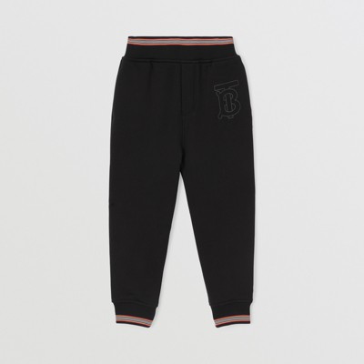 버버리 걸즈 조거팬츠 Burberry Monogram Motif Cotton Jogging Pants,Black