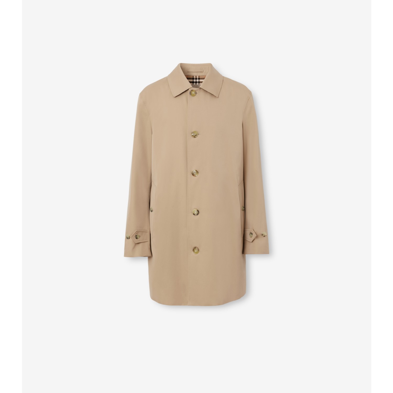 Short Paddington Heritage Car Coat in Honey Men Cotton Gabardine Burberry Official