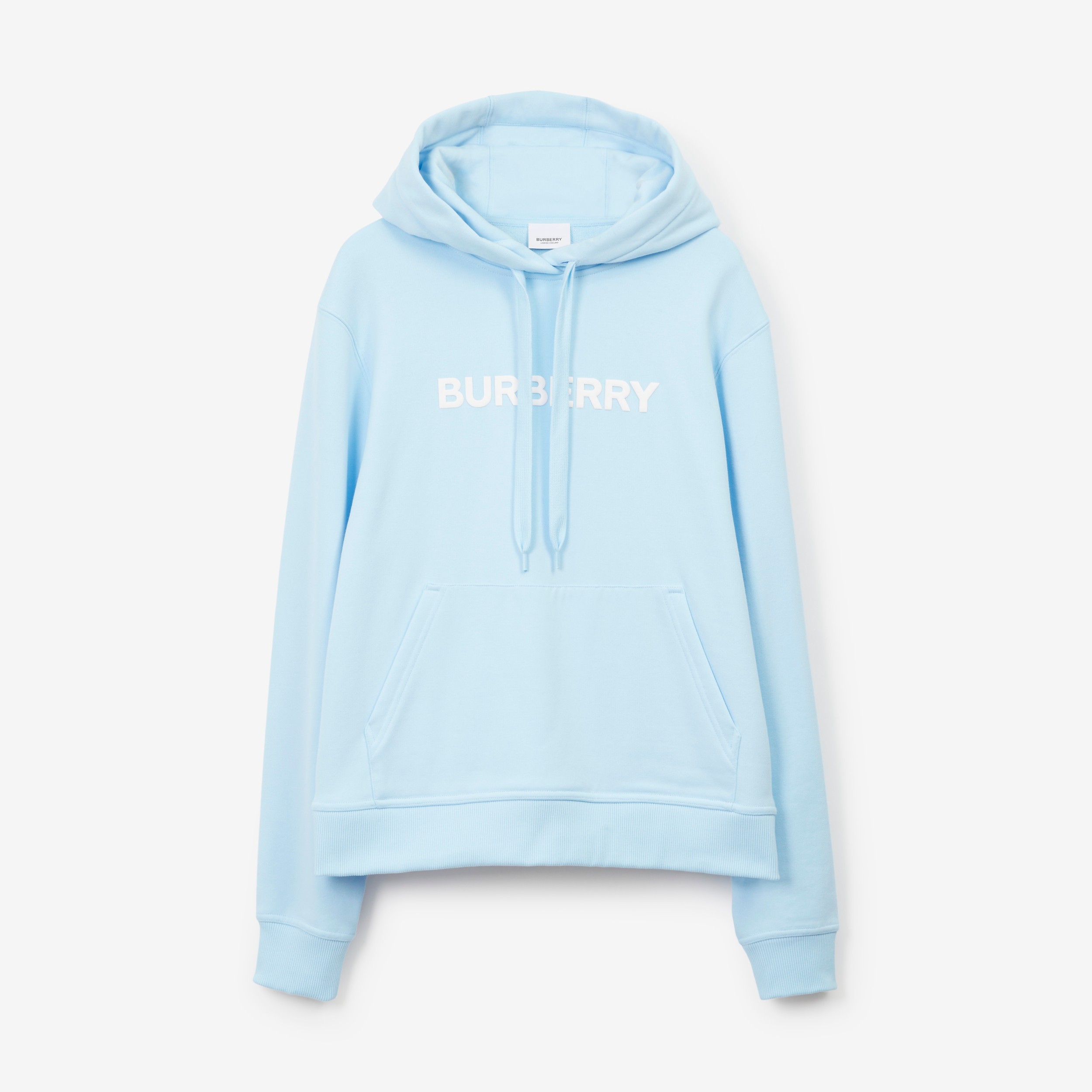 Logo Print Cotton Hoodie in Pale Blue - Women | Burberry® Official