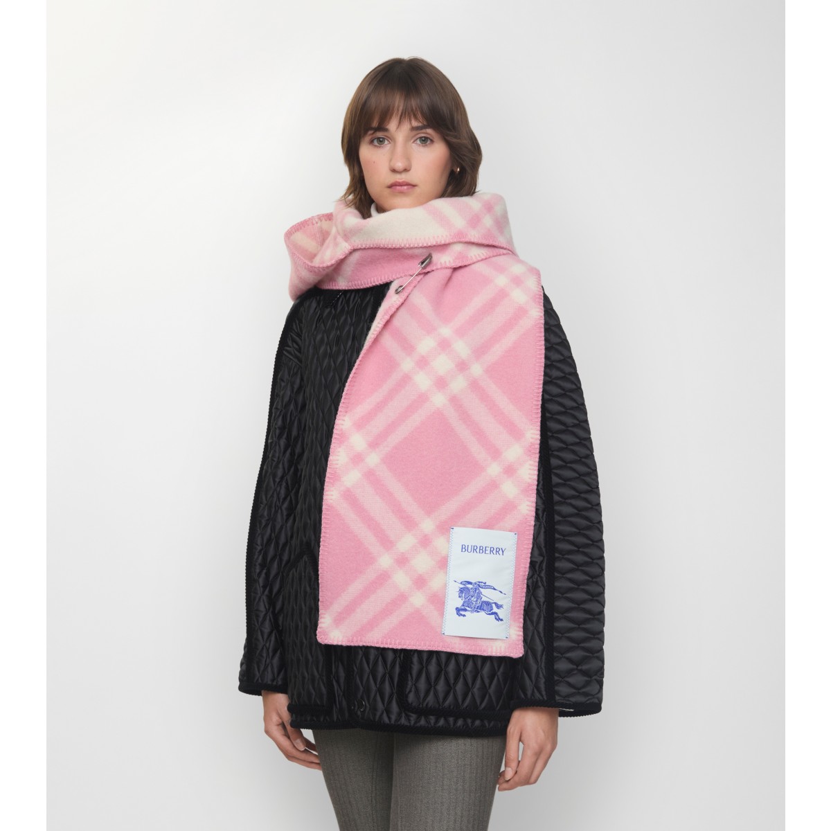  Check Wool Hooded Scarf