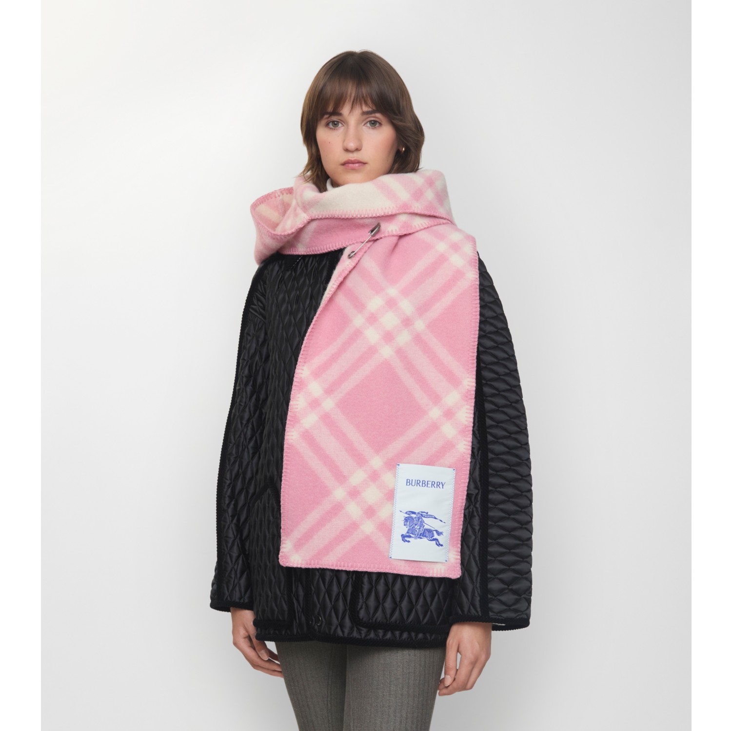Check Wool Hooded Scarf in Sugar pink | Burberry® Official