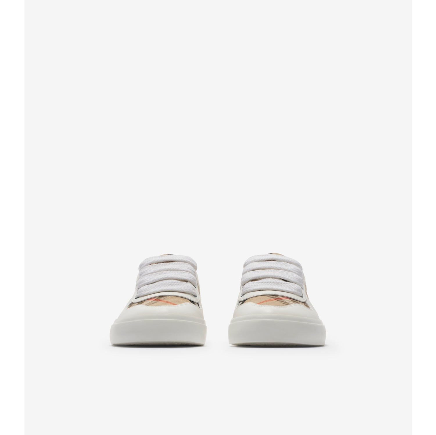 Check Cotton and Leather Sneakers
