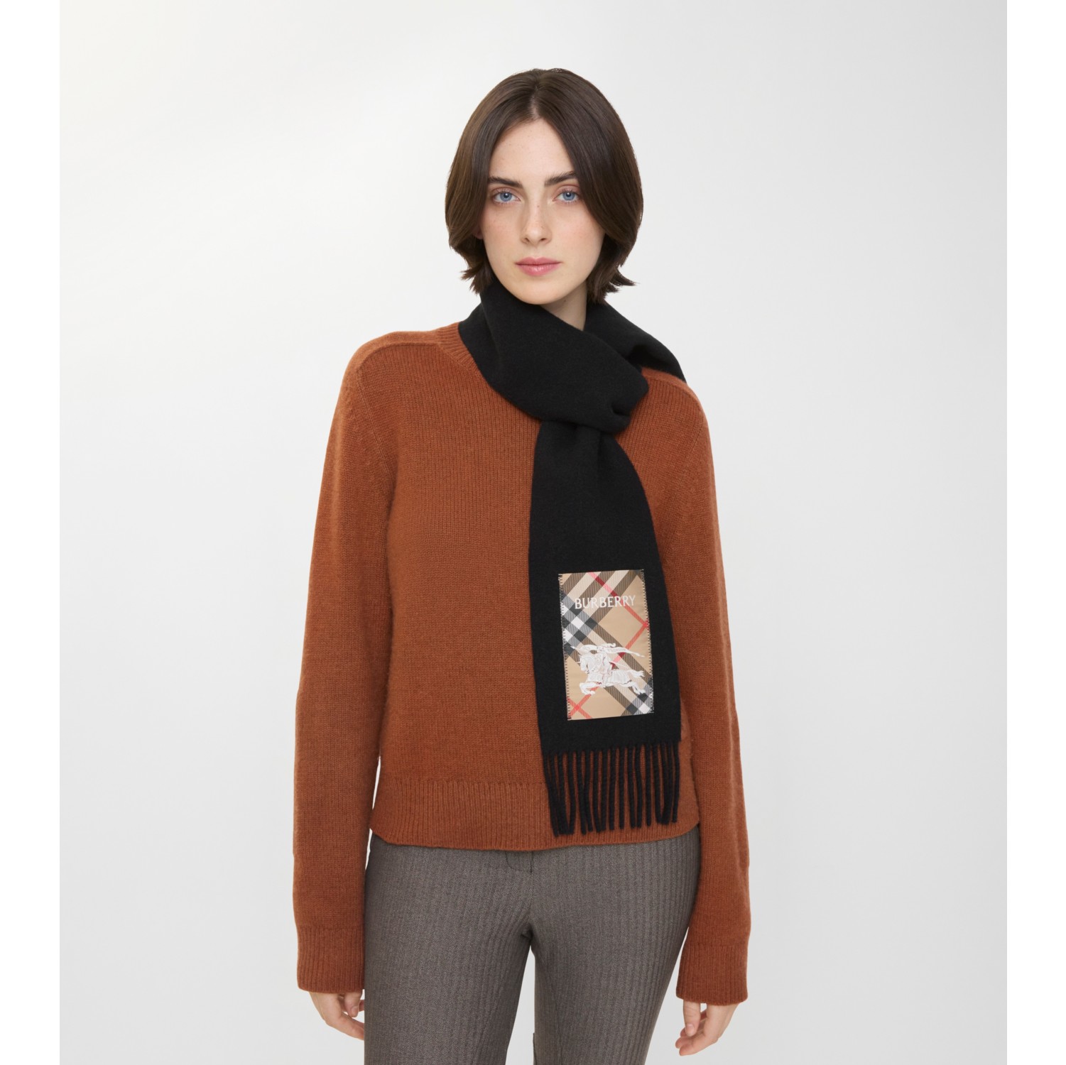Check Label Cashmere Scarf