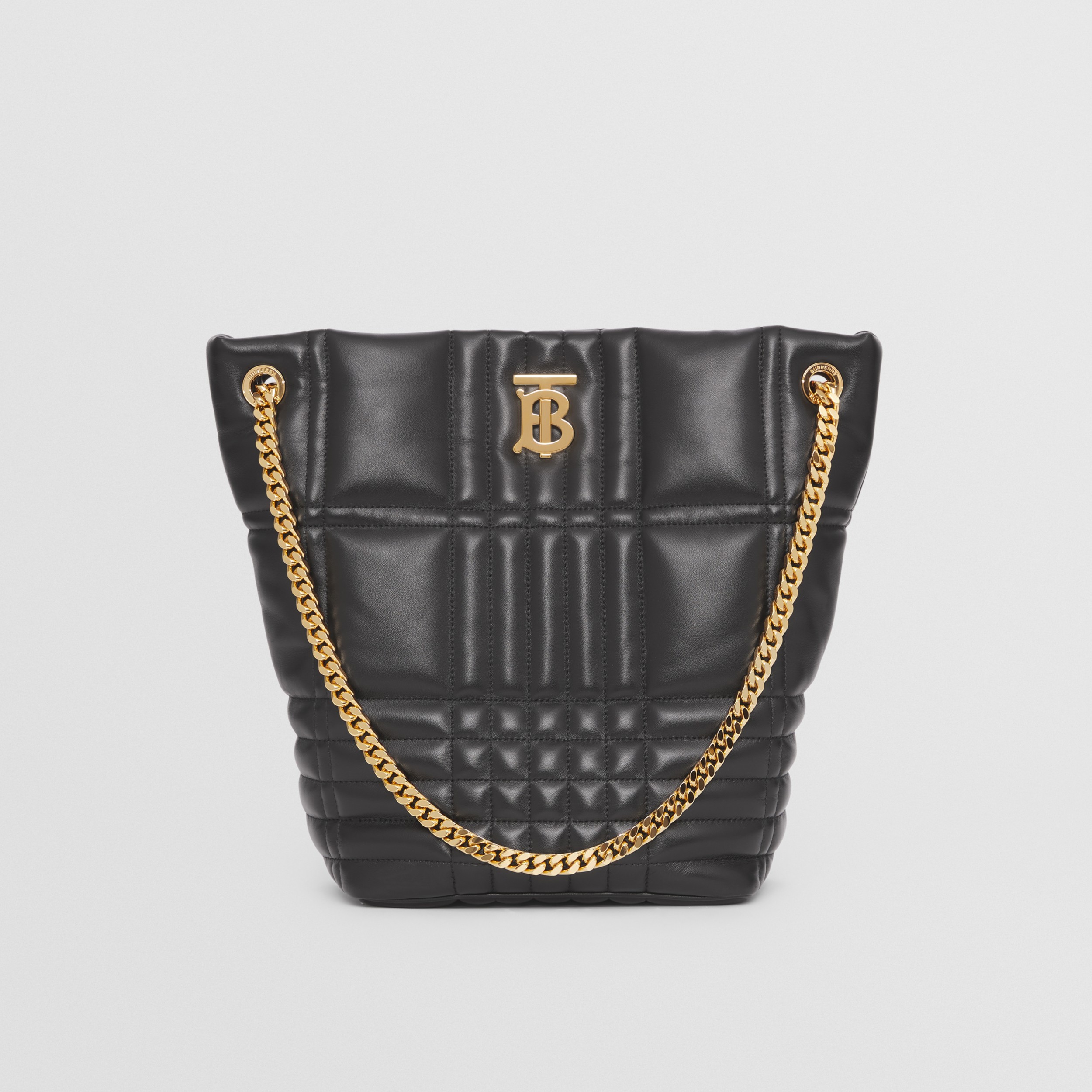 Quilted Leather Medium Lola Bucket Bag in Black Women Burberry