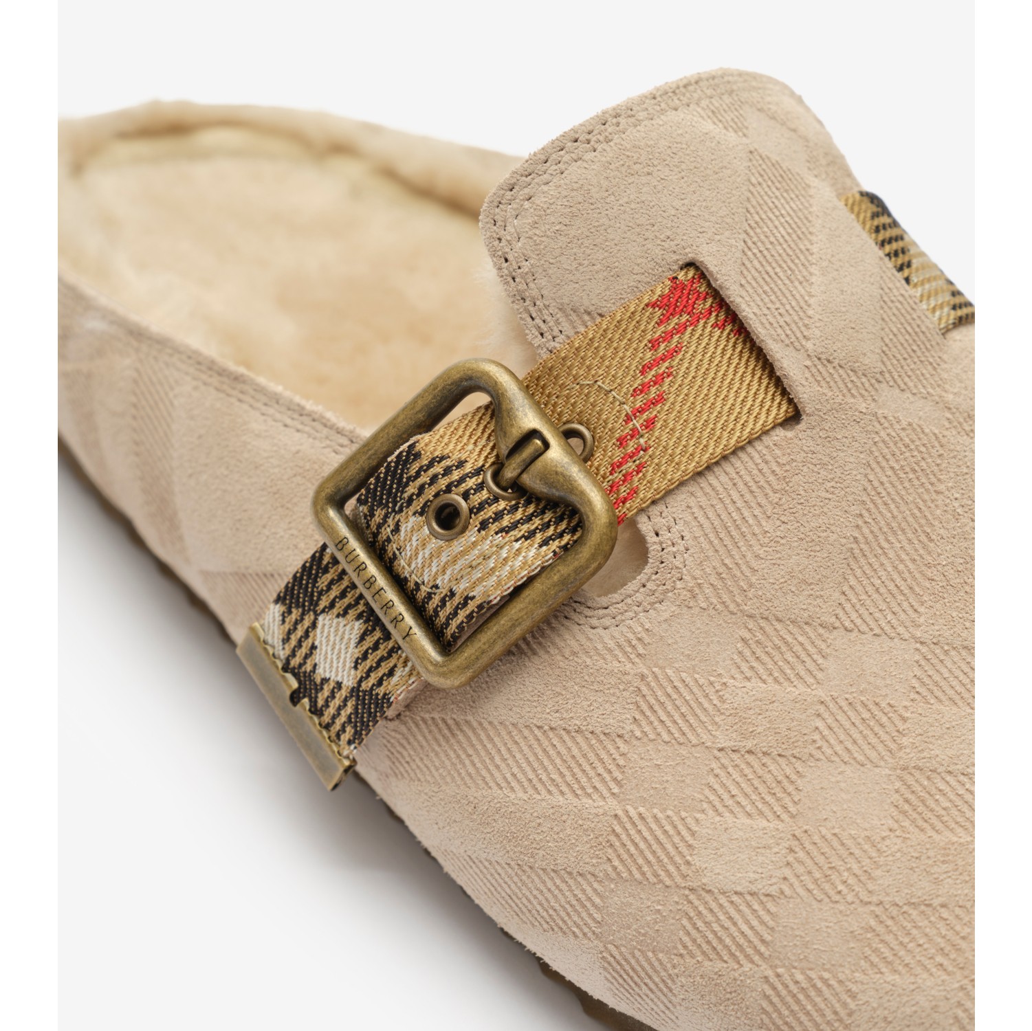 Check Shearling Urchin Clogs in Blonde beige - Women | Burberry® Official