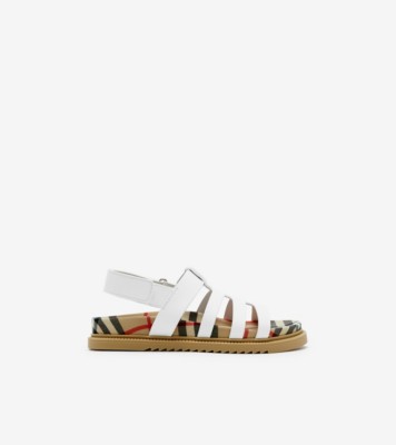 Leather Sandals in Optic white Children Burberry Official