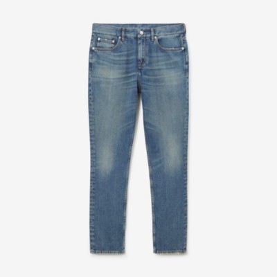 Shop Burberry Stretch Japanese Denim Slim Fit Jeans In Vintage Denim