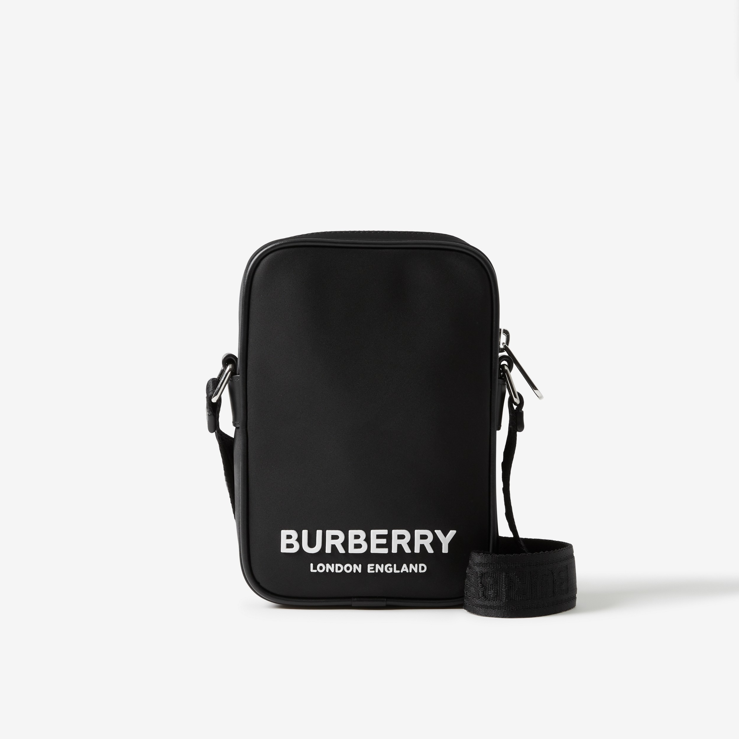 Logo Print Nylon Vertical Paddy Bag in Black - Men | Burberry® Official - 1