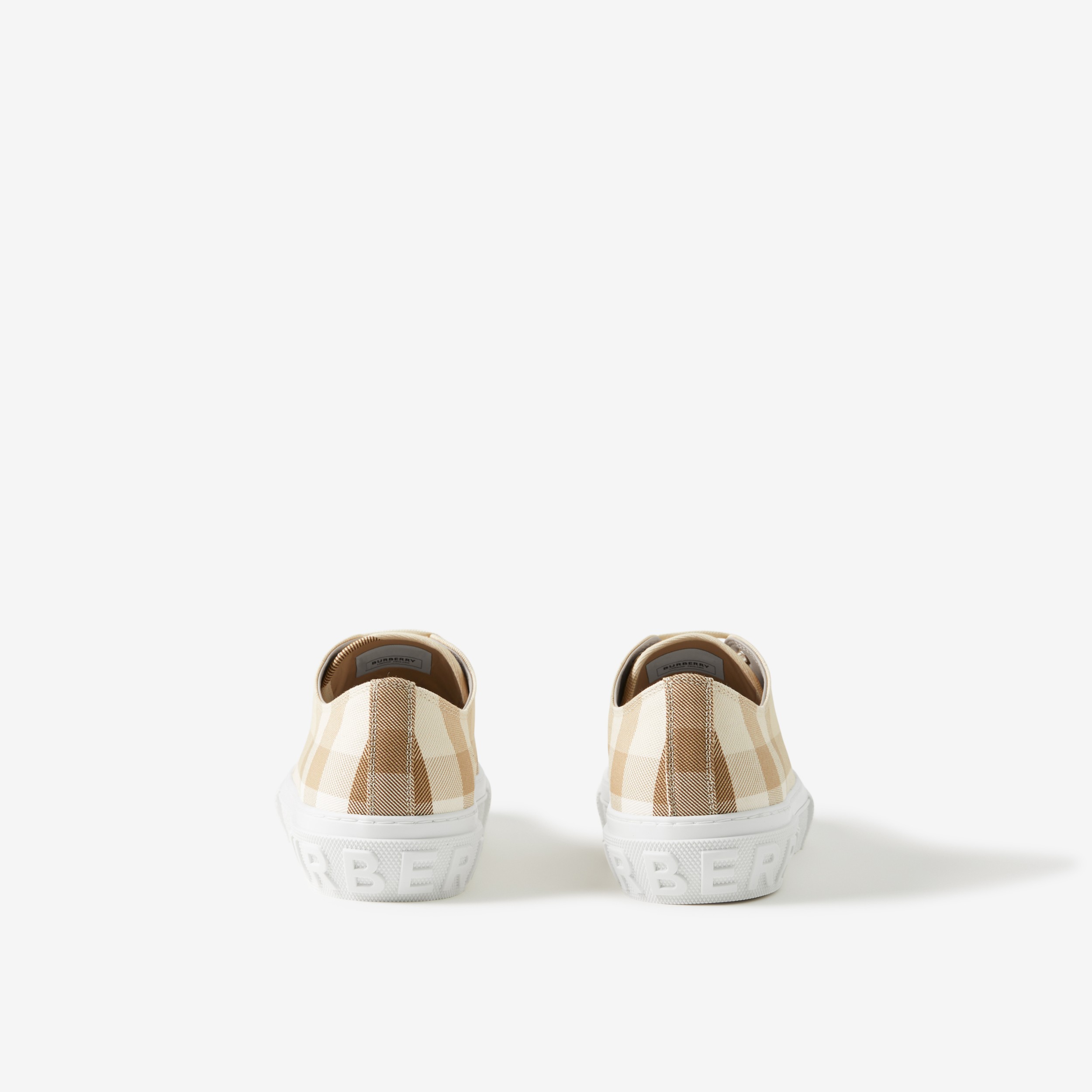 Check Cotton Sneakers in Soft Fawn - Men | Burberry® Official - 3