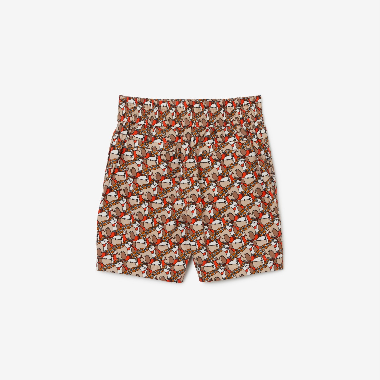 Thomas Bear Print Cotton Shorts in Scarlet Orange - Children | Burberry® Official