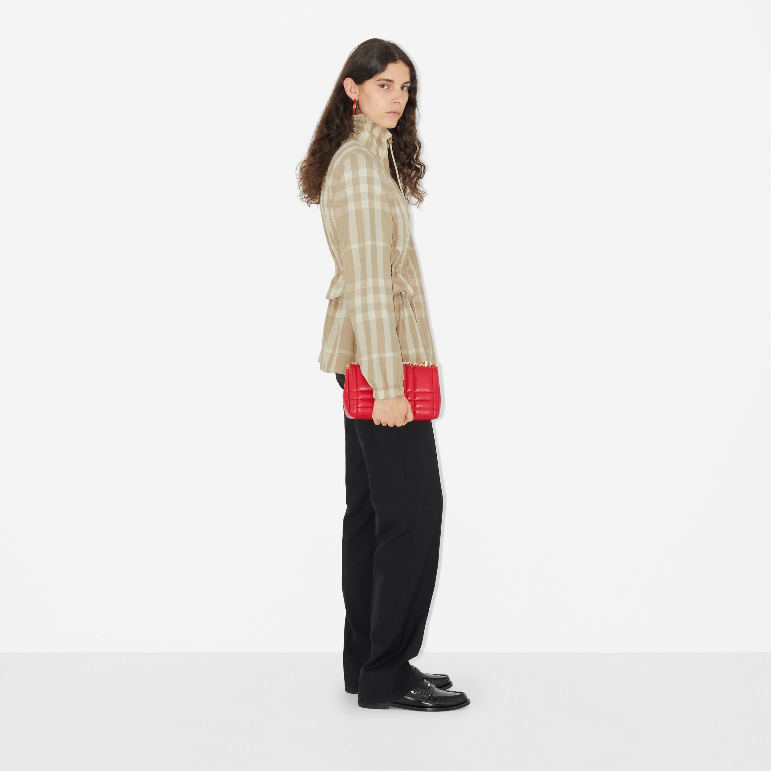 Veste à col entonnoir en nylon Check (Fauve Doux) - Femme | Site officiel Burberry® - 3