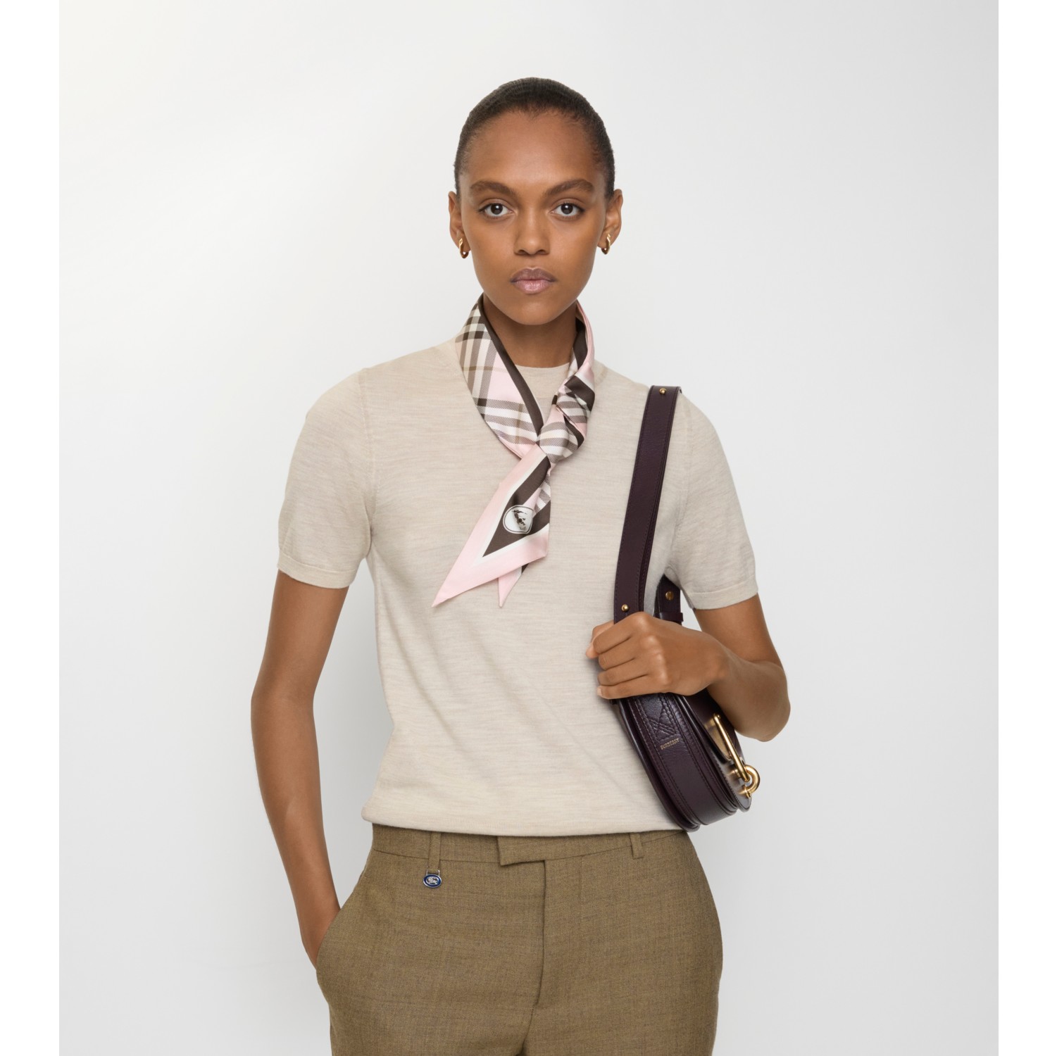 Skinny Check Silk Scarf in Bow pink | Burberry® Official