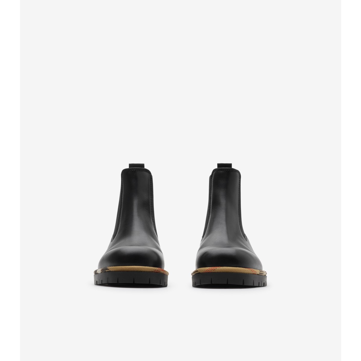  Check Leather Gravel Chelsea Boots​