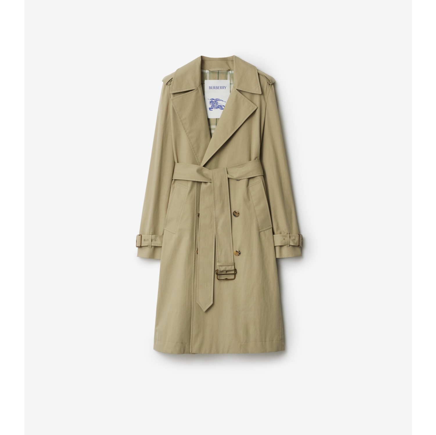 Trench coat longo de gabardine