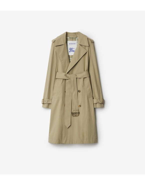 Trench coat largo en gabardina