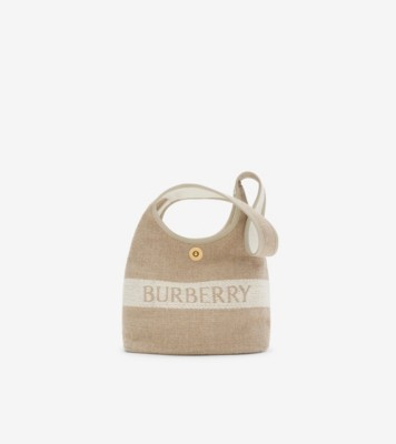 Small Logo Canvas Shoulder Bag in Natural - Women, Cotton