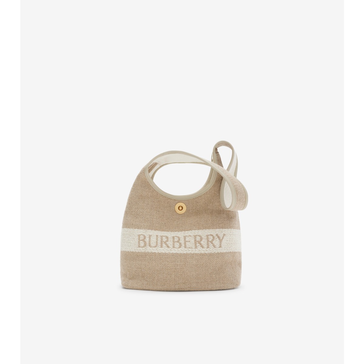 Burberry Small Logo-embellished Canvas Shoulder Bag In Natural
