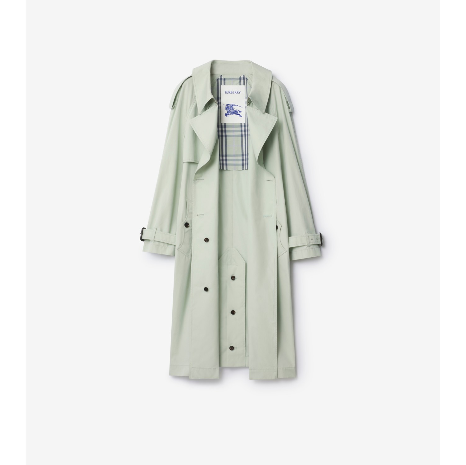 Long Cotton Canvas Fitzrovia Trench Coat in Seafoam green - Women | Burberry® Official