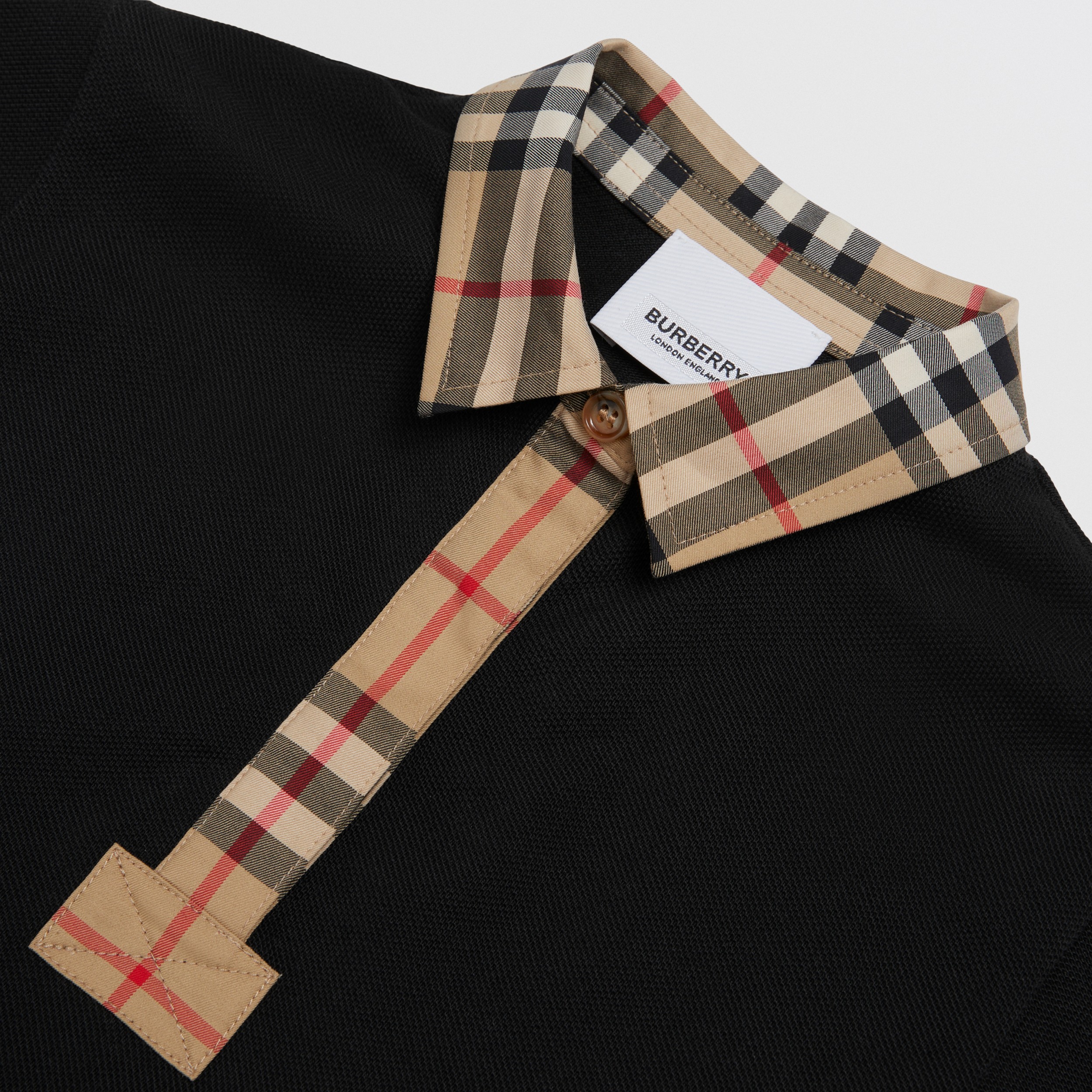 Vintage Check Trim Cotton Piqué Polo Shirt Dress in Black - Children | Burberry® Official - 2